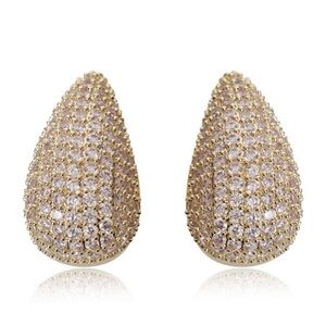 Gold and Crystal Teardrop Earrings